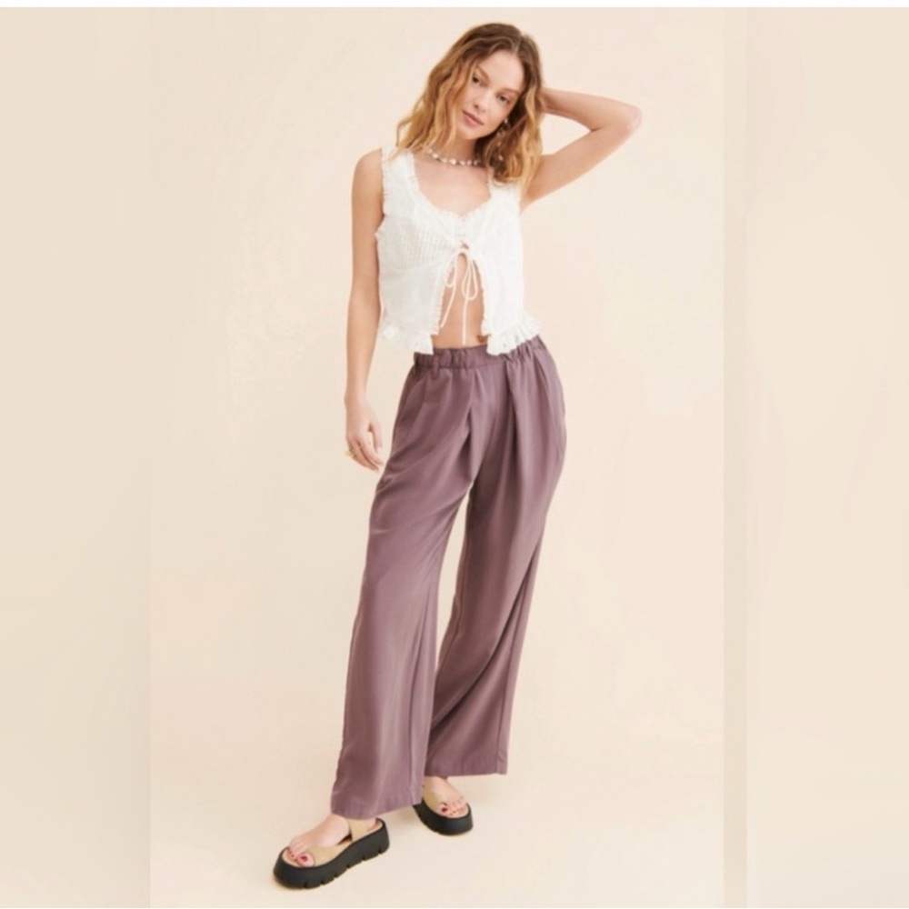 Free People Nothing to Say Wide-Leg Women's Pants in Mauve size small - Picture 2 of 7